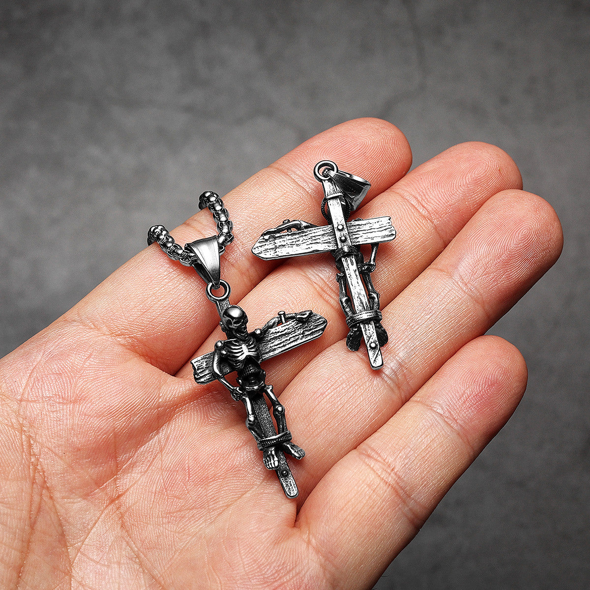 Skull Cross | 316L No Fade Stainless Steel Broken Cross Skeleton Hip Hop Street Wear Pendant