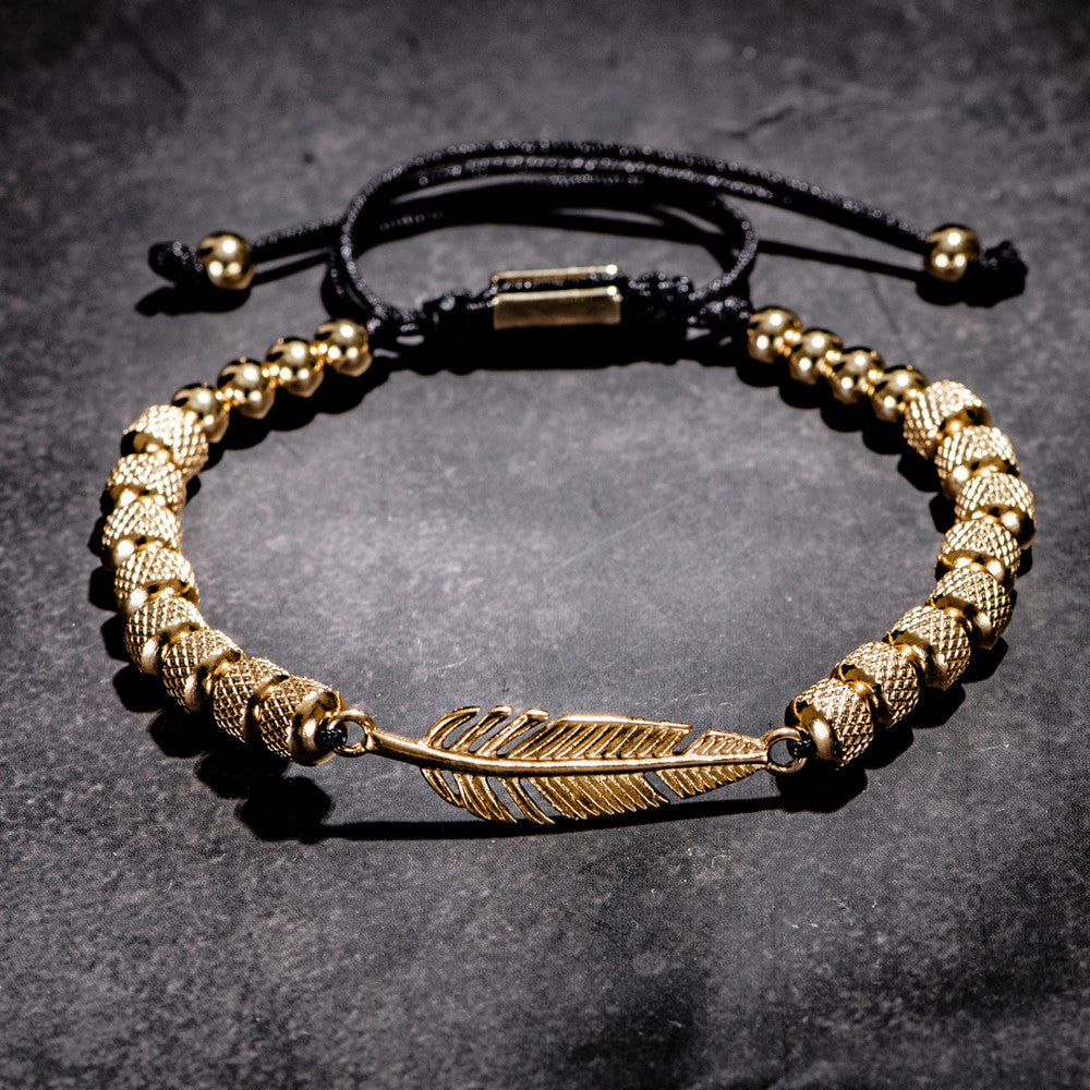 Royal Wisdom | 316L Stainless Steel Bead Link Eagles Feather Bracelet