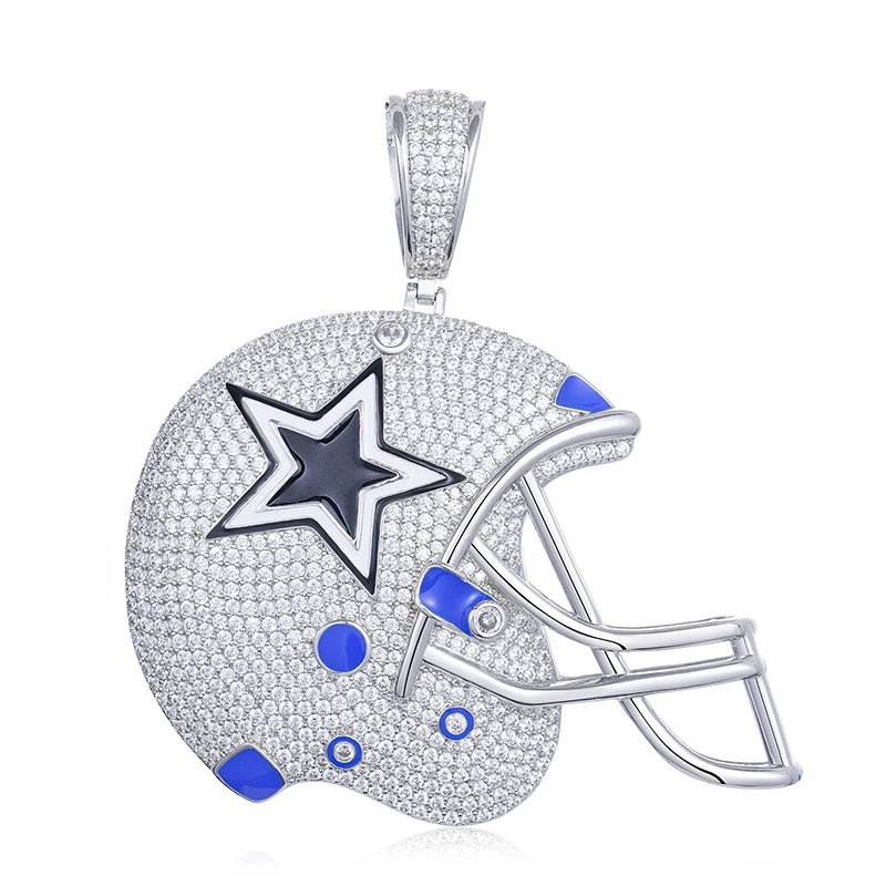 Americas Team II | S925 Moissanite Diamond 925 Solid Silver Hip Hop Helmet Pendant