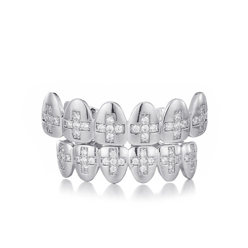 Spirit Filled | 4 Prong Set Hip Hop VVS Diamond CZ Cross Stone Teeth Grillz