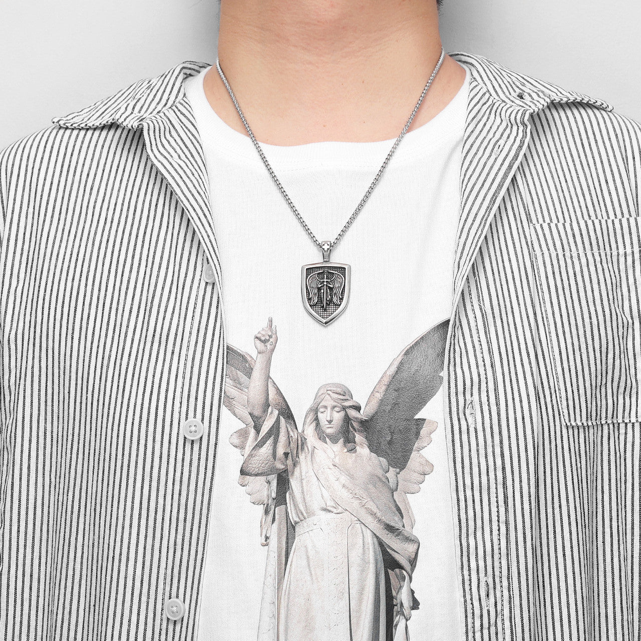 Shield of Faith | St. Michael Archangel Solid Stainless Steel Divine Protection Pendant
