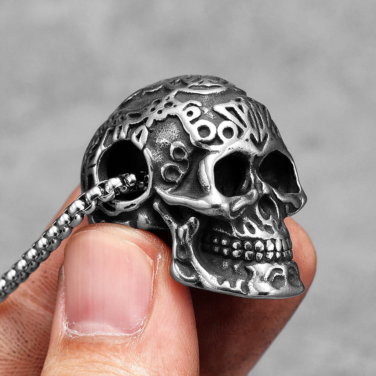 Carved Skull | No Fade Solid Stainless Steel Street Style Pendant Chain Necklace