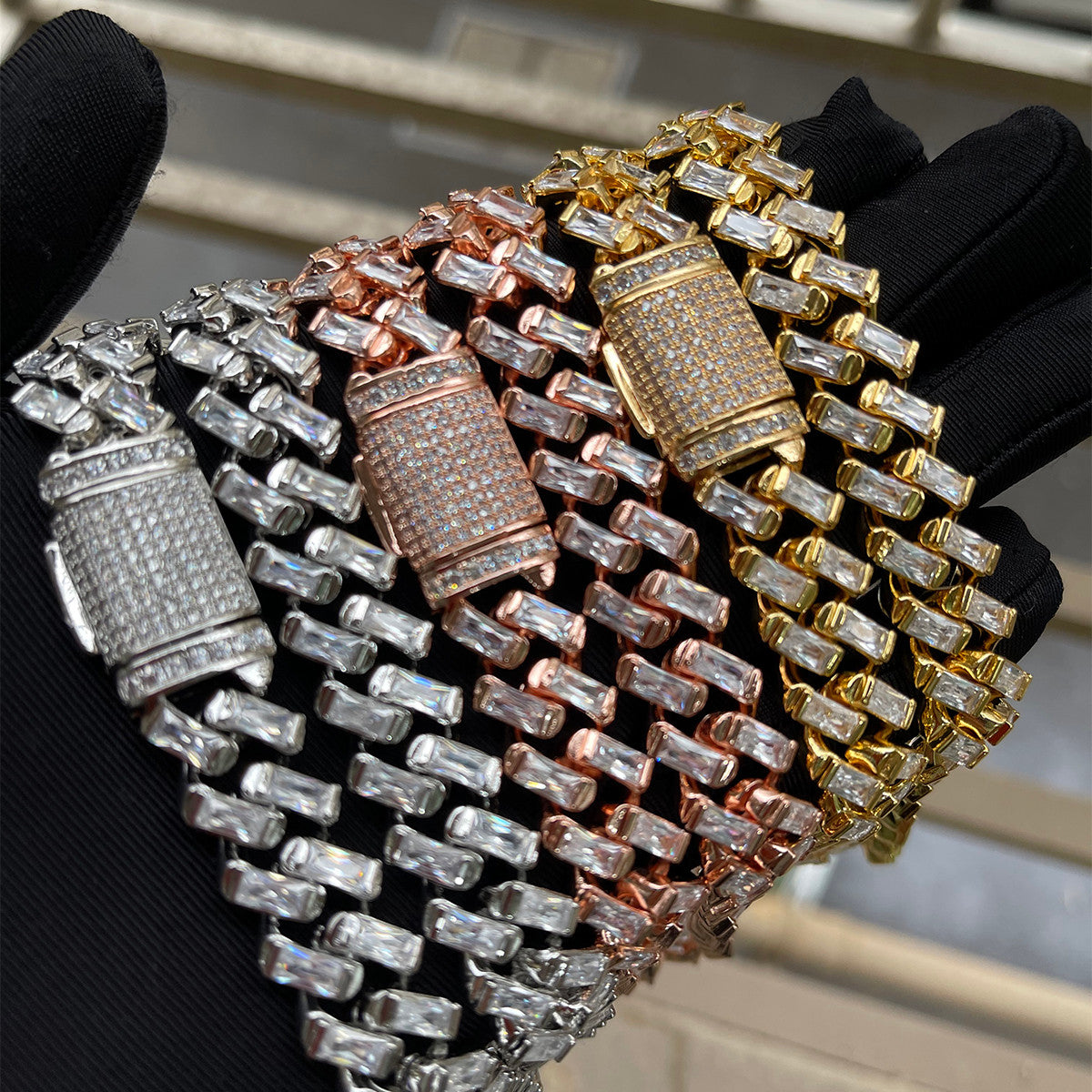 Arctic Cuban | Ice Cold All Baguette Gold Silver Rose Prong Set Hip Hop Chain