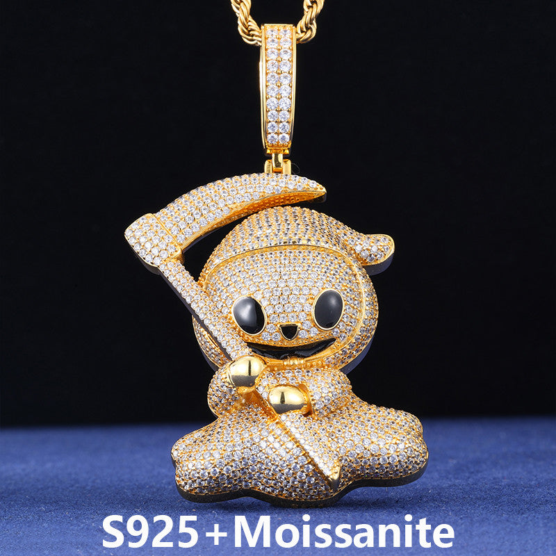 Kill'em Softly | Moissanite Diamond Solid Sterling Silver Baby Grimm Reaper Hip Hop Pendant