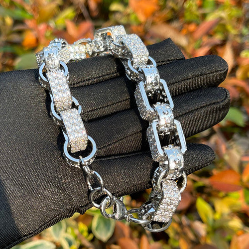 IceShackle | Double Row Iced 14mm Shackle Link Blinged Out Chain Bracelet