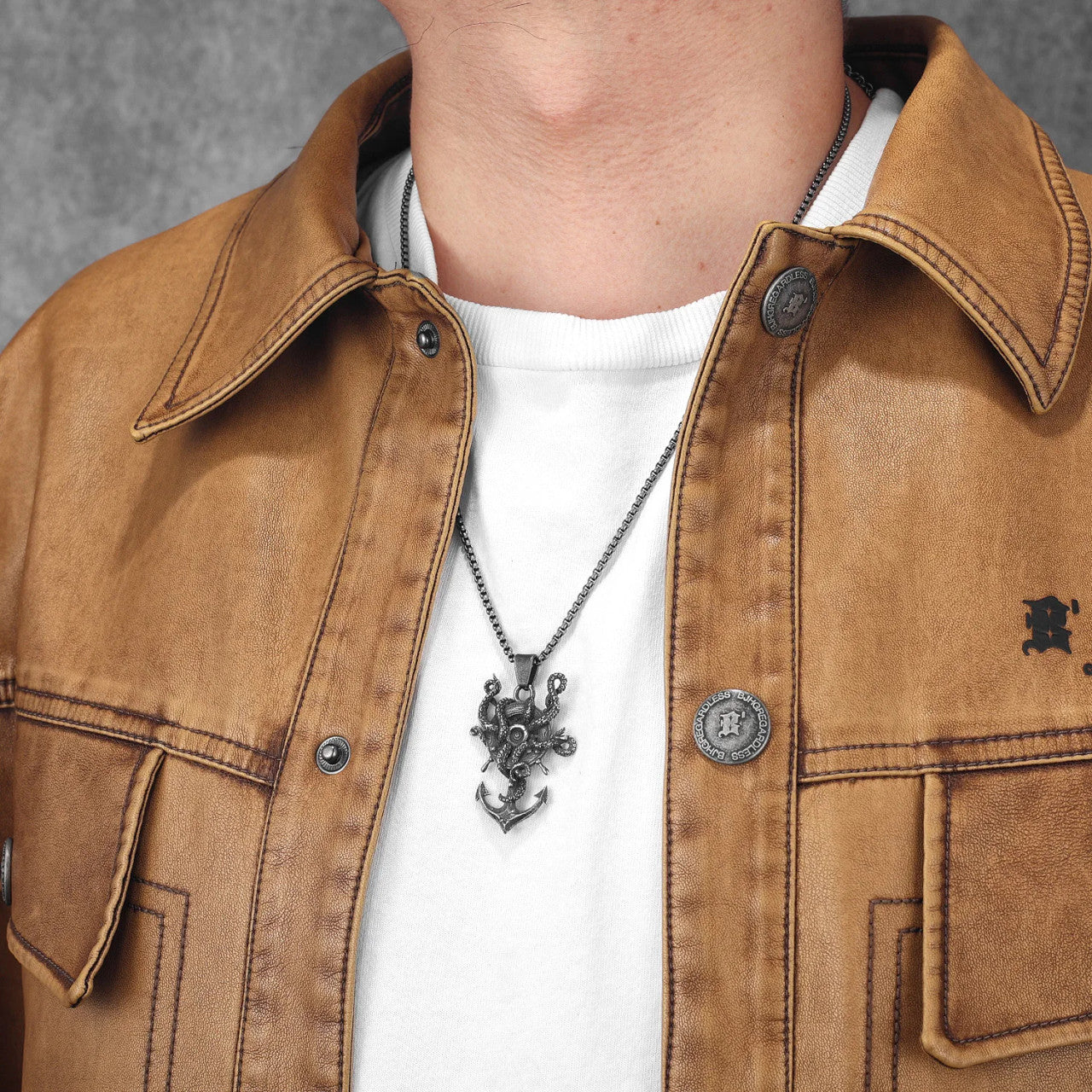 Octopus Anchor | 316L Stainless Steel Vintage Octopus Anchor No Fade Pendant Chain