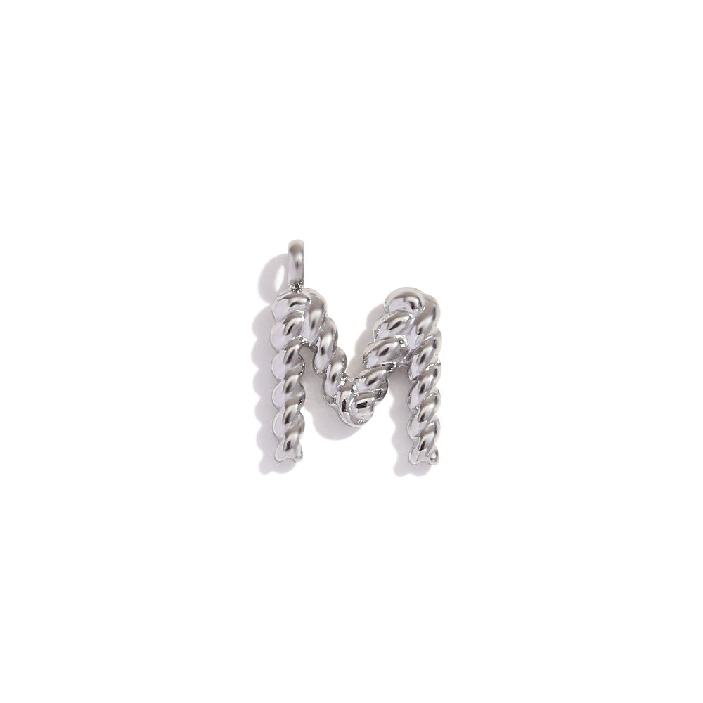 18k Gold Silver Tarnish Free Stainless Steel Mini Twisted Letter Pendant Necklaces