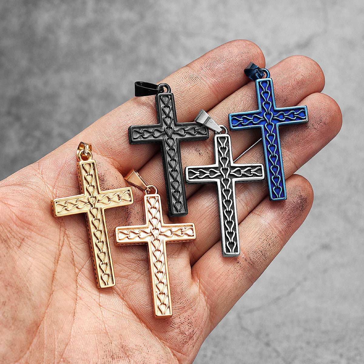 Link Cross | 316L No Fade Muticolor Stainless Steel Hip Hop Street Wear Cross Pendant