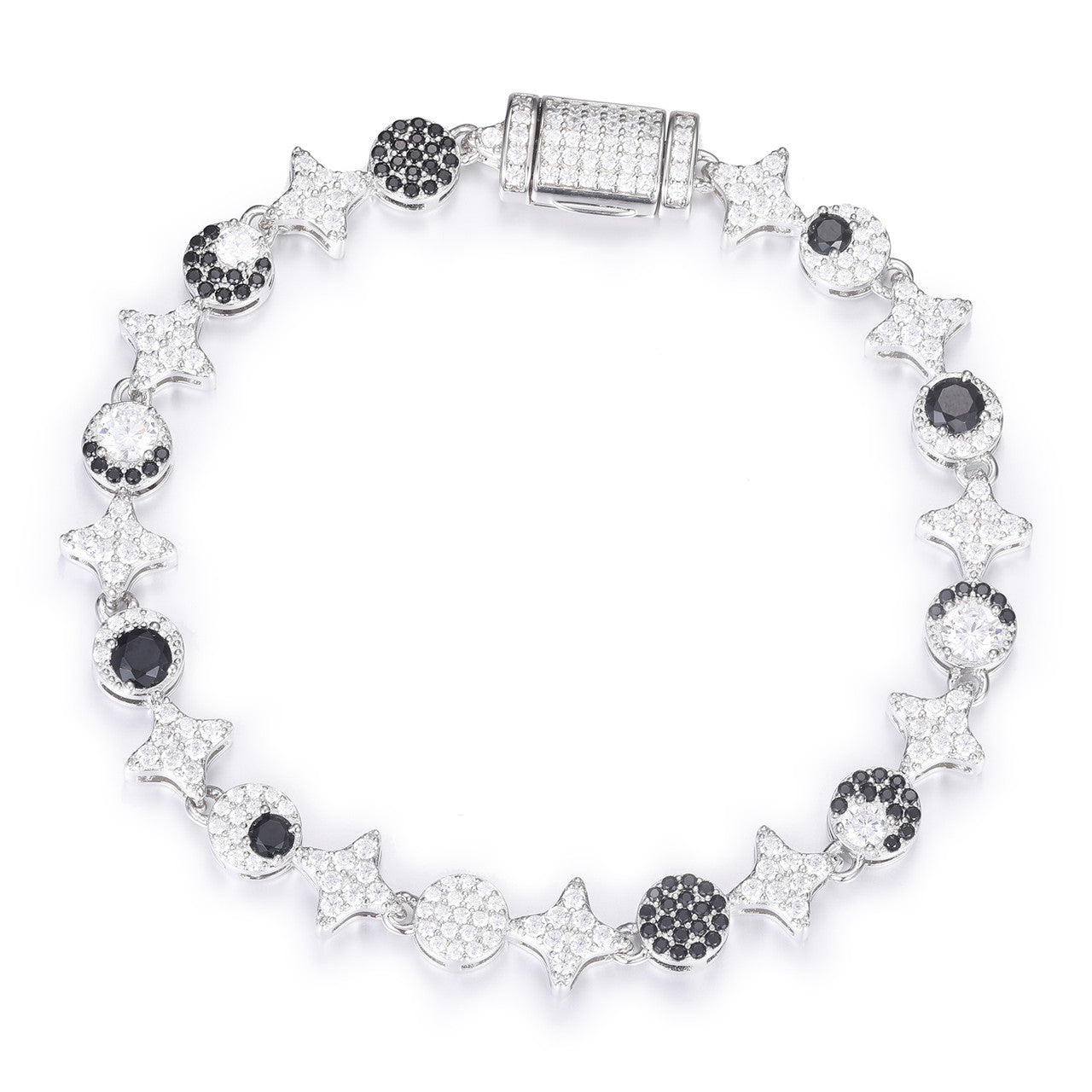 The Dreamer | Luxury 925 Sterling Silver Moissanite Diamond Star Moon Hip Hop Tennis Bracelet