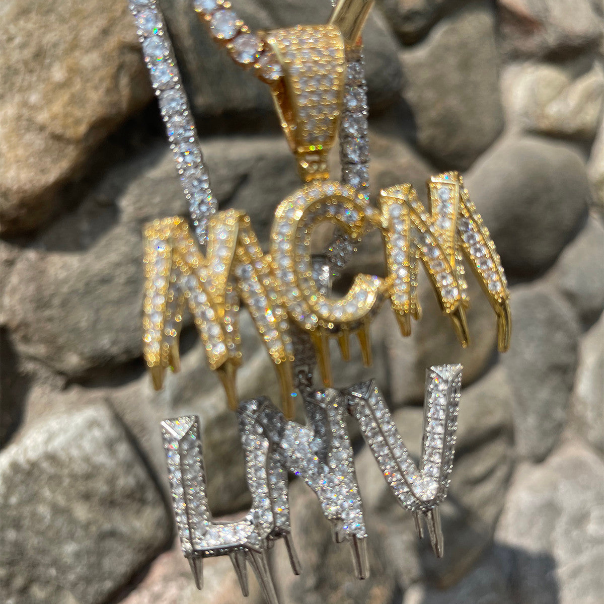 Icicle | Drip Freeze Prong Set Cluster Stone Custom Made Hip Hop Pendant