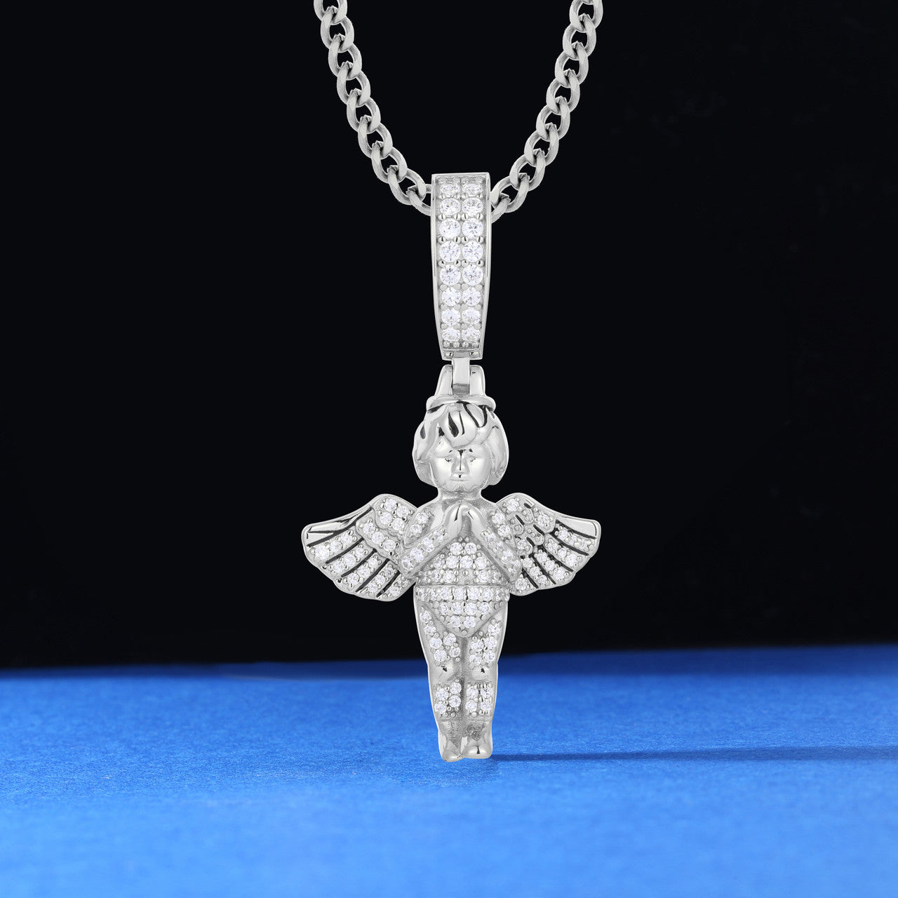 Blessed Angel | VVS D Color Moissanite Diamond Sterling Silver Hip Hop Prayer Hands Pendant