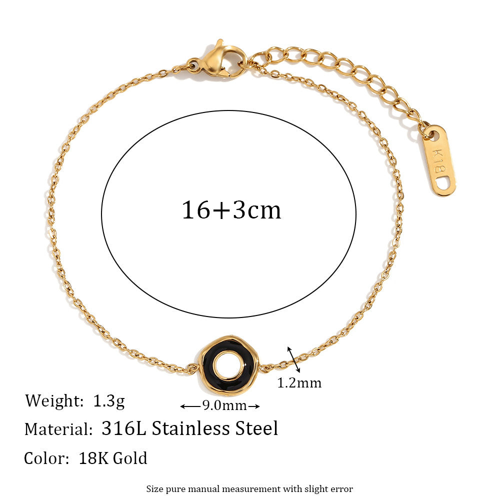 Waterproof Dainty Enamel Flower 18k Gold Stainless Steel Charm Bracelets