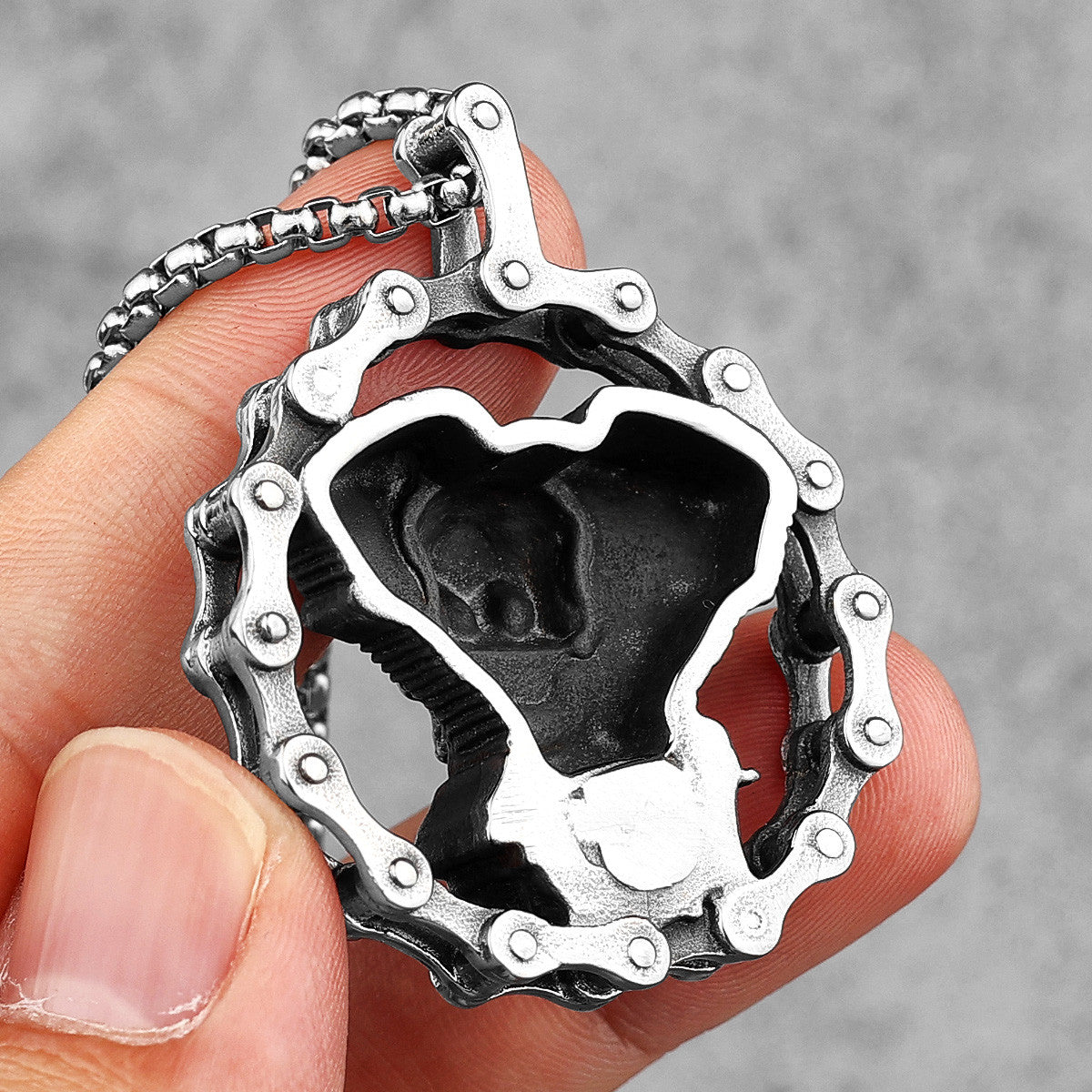Skull Power | 316L No Fade Stainless Steel Engine Skull Street Style Hip Hop Pendant