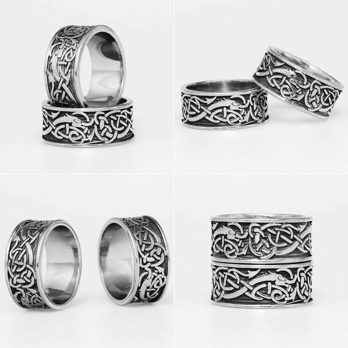 Mythical Beast | Vintage Chinese Dragon 316L No Fade Stainless Steel Totem Rings