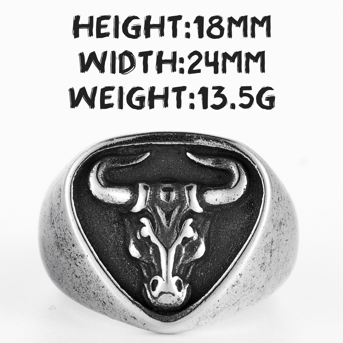 The Bull | Dominant Man 316L No Fade Stainless Steel Bull Street Wear Ring