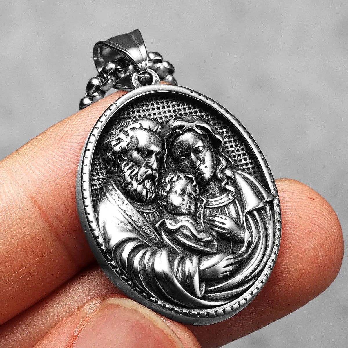 Holy Family | 316L Stainless Steel No Fade Powerful Amulet Pendant Chain Necklace