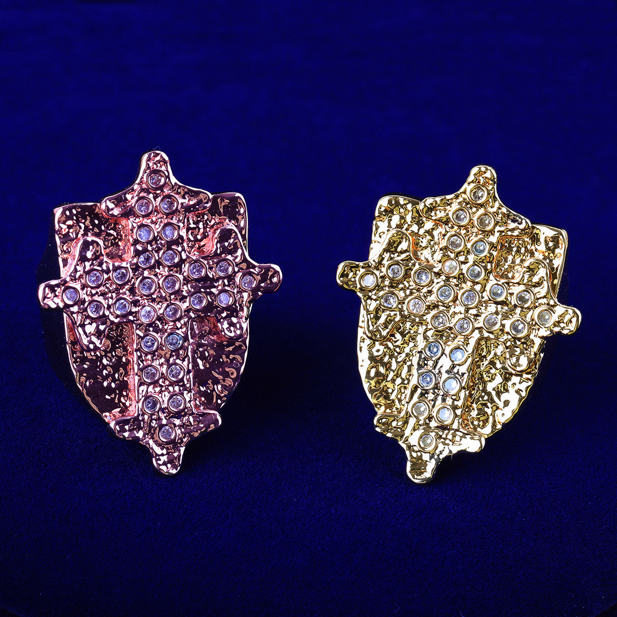 Divine Protector | Cross Shield VVS Diamond CZ Stone Hip Hop Prong Set Rings
