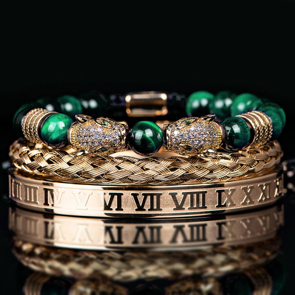 Double Leopard | Natural Stone VVS Diamond CZ Sigma Male Hip Hop Bracelets