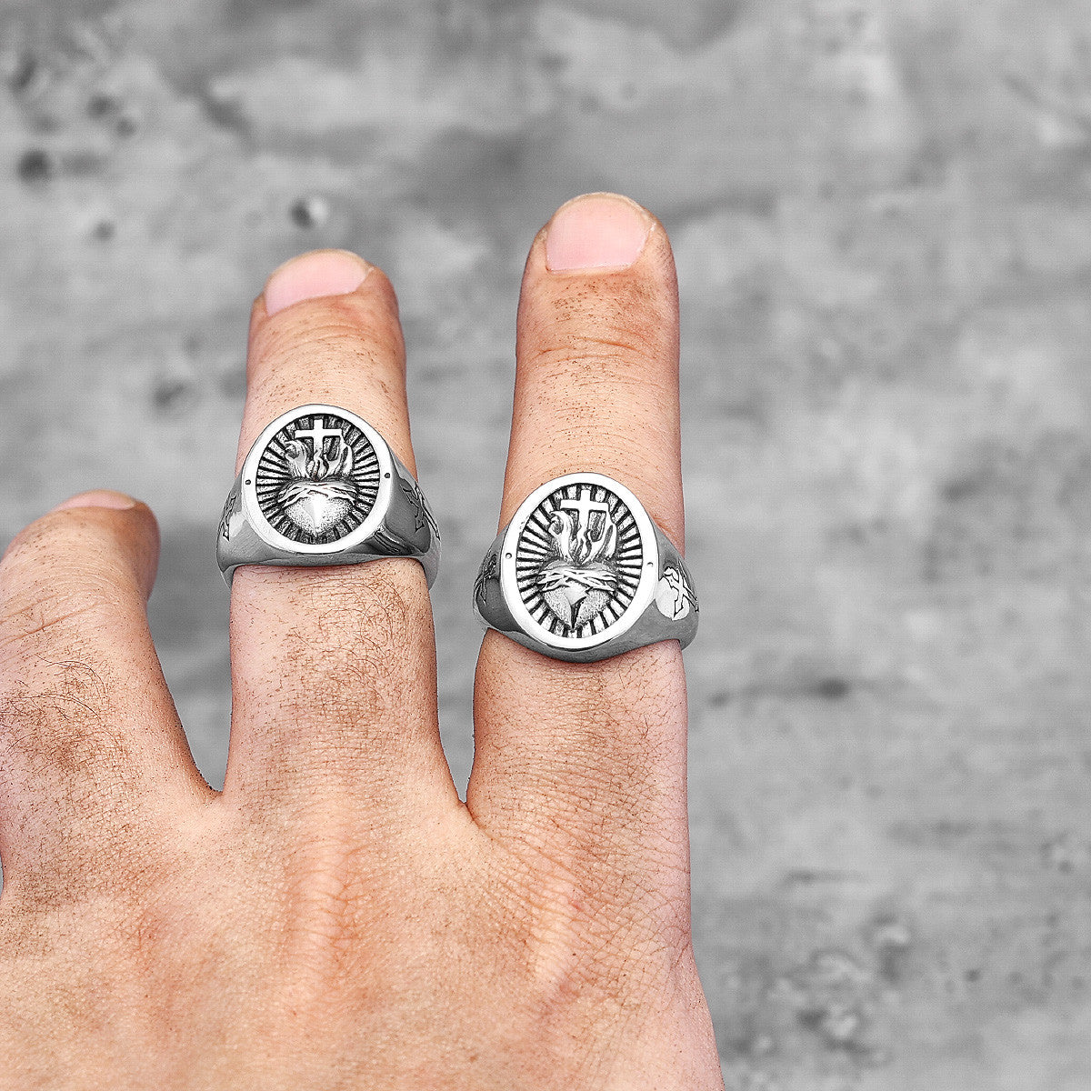 Heart of God | Stainless Steel Spiritual Cross Love Fire Street Wear Ring