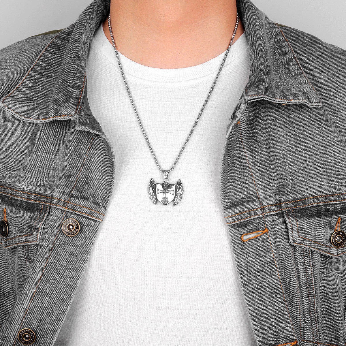 Cross Shield Crusader | No Fade Stainless Steel Shield Of Faith Pendant Chain Necklace