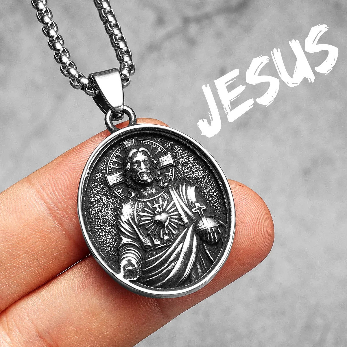 Jesus Heart Collection | 316L No Fade Stainless Steel Men's Spiritual Pendant Chain