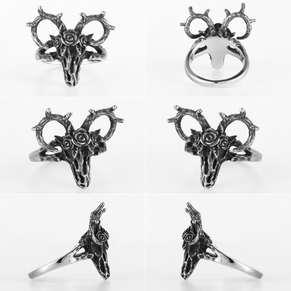 Reindeer Games | 316L No Fade Solid Stainless Steel Vintage Skull Rings