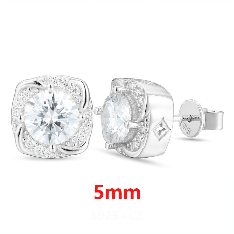 Windmill | Iced Blinged Out Moissanite Diamond Sterling Silver Halo Stud Earrings