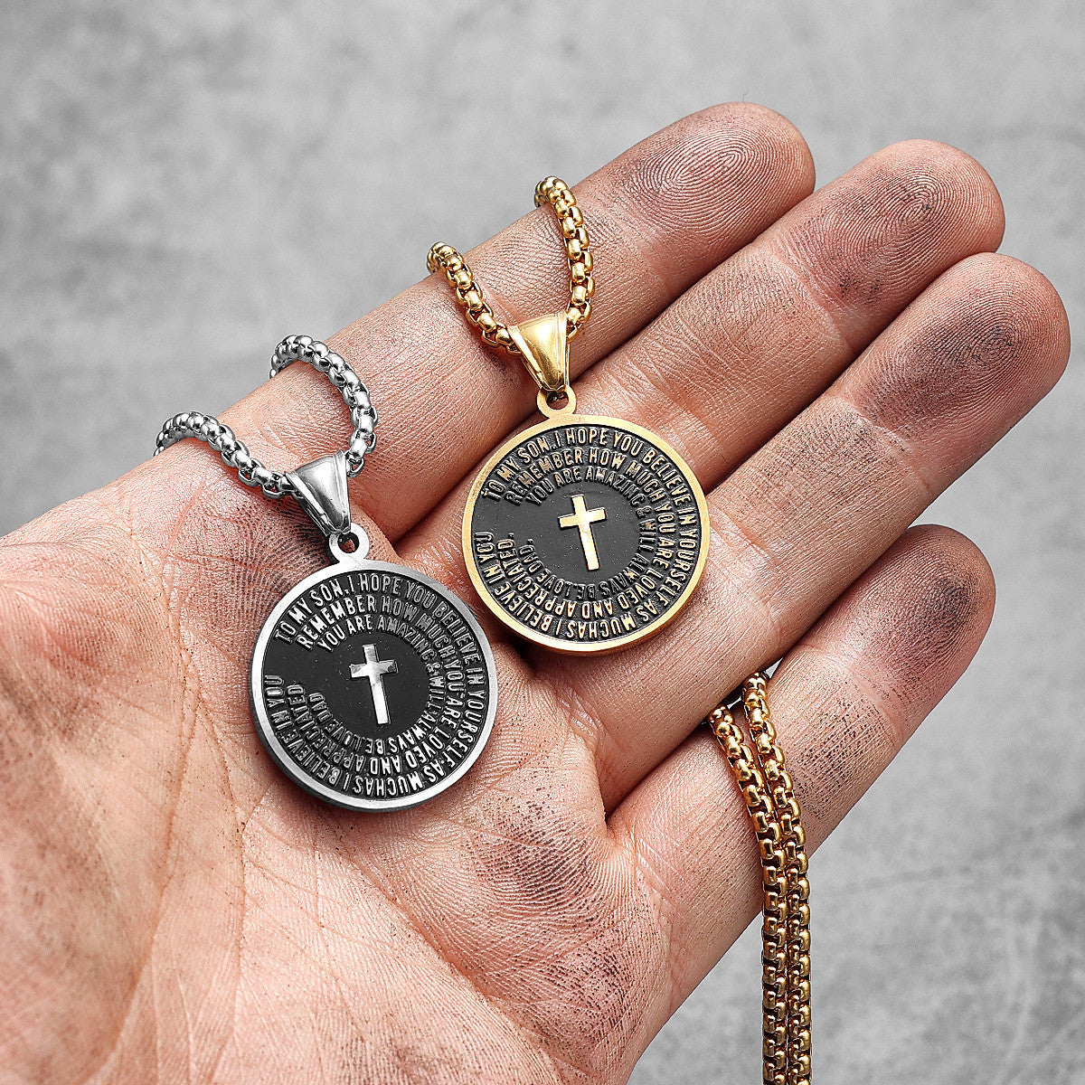 To My Son | Christian Cross Prayer Of Love and Remembrance Cross Pendants