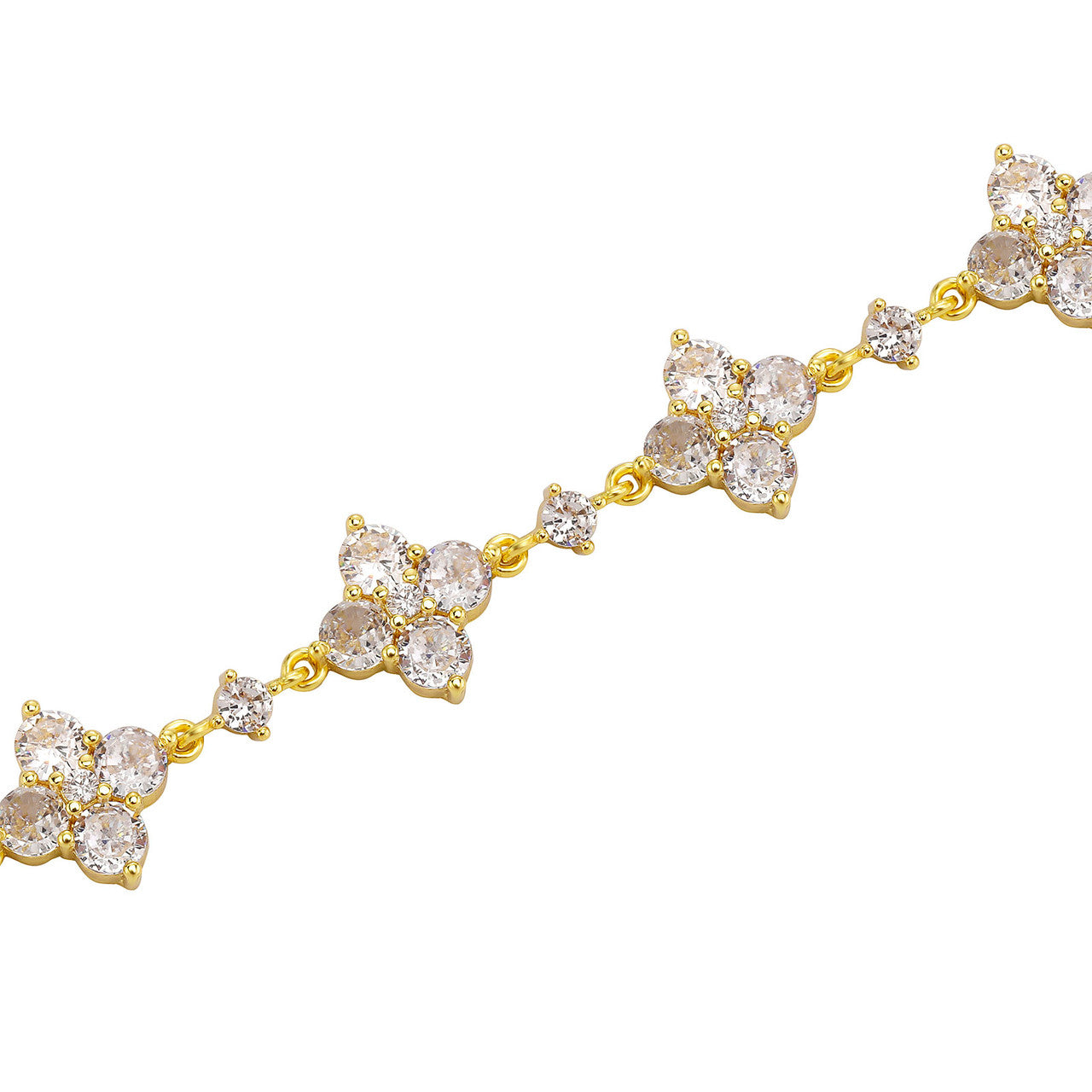 Ladies VVS Diamond CZ Iced Blinged Out Colorful Clover 7Inch Bracelet