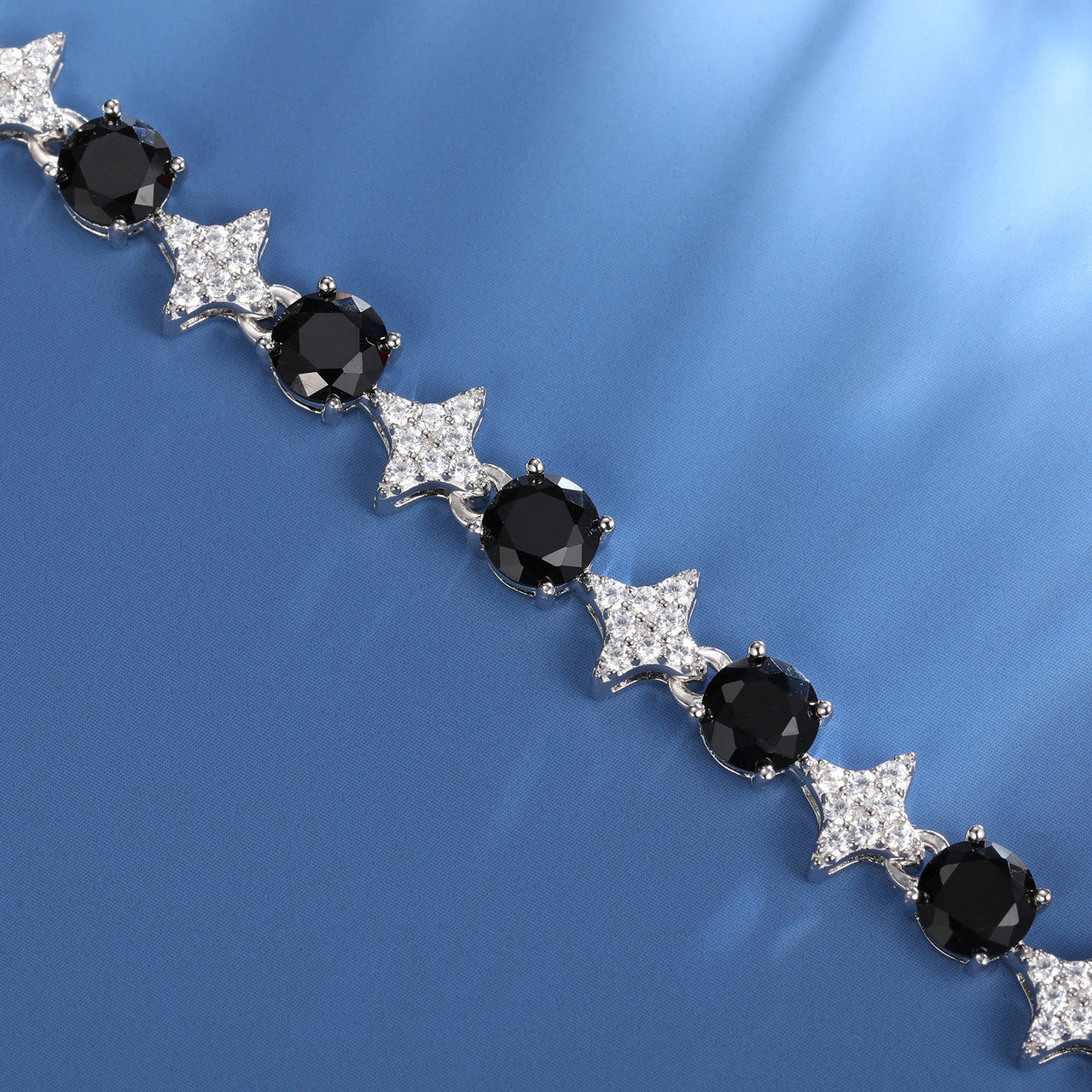 Cosmic Ice | 6mm Moissanite Diamond Iced Blinged Out Black Stone Tennis Link Chain Bracelets