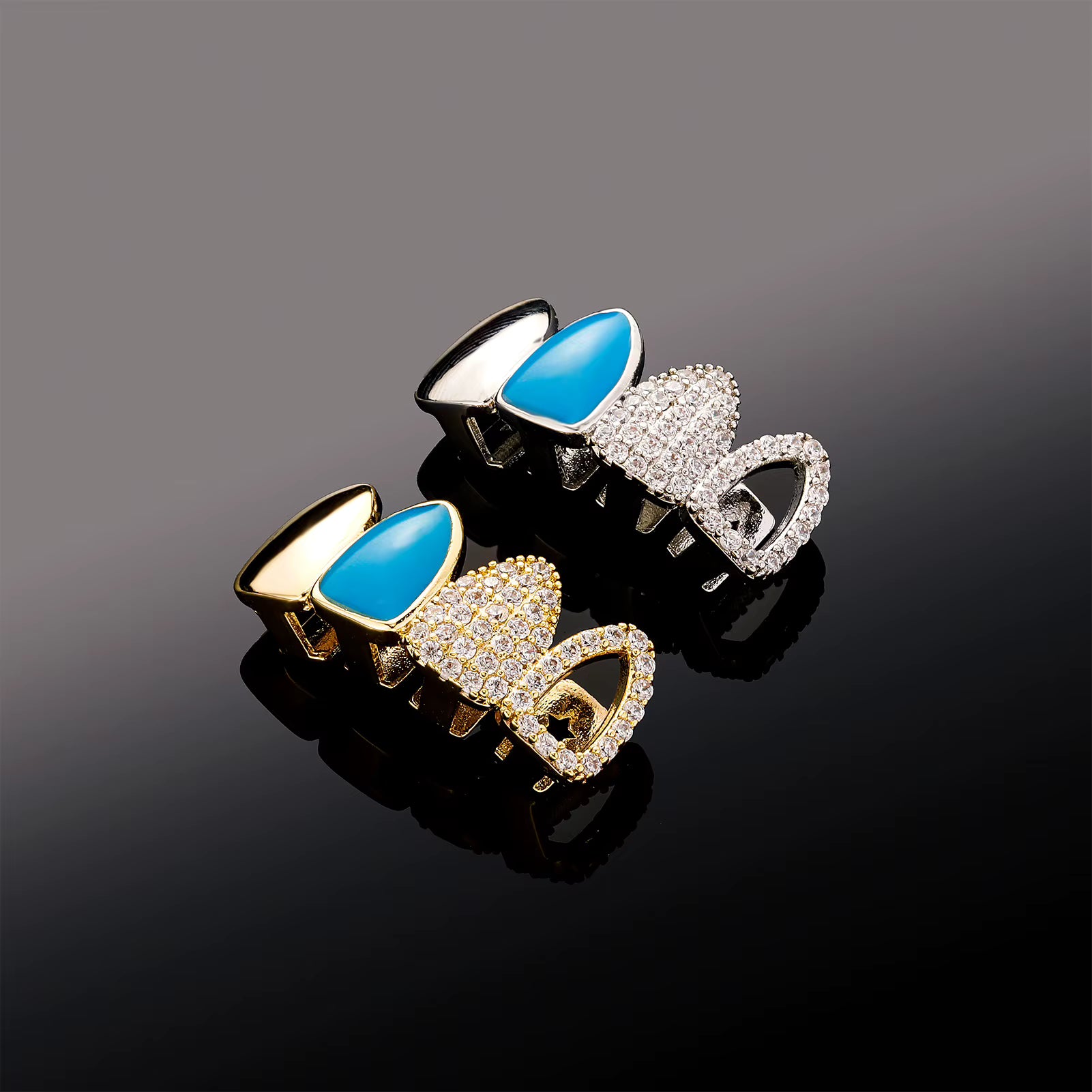 Blue Oil | VVS Diamond CZ 18k Gold .925 Silver Hip Hop Mouth Blue Tooth Teeth Grillz