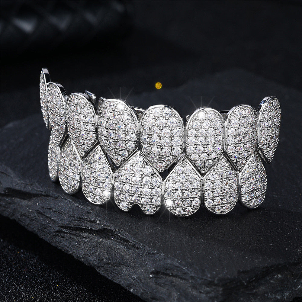 Hustla Tears | VVS Diamond CZ Hip Hop Full Teeth Cap Top Bottom Mouth Grillz Set