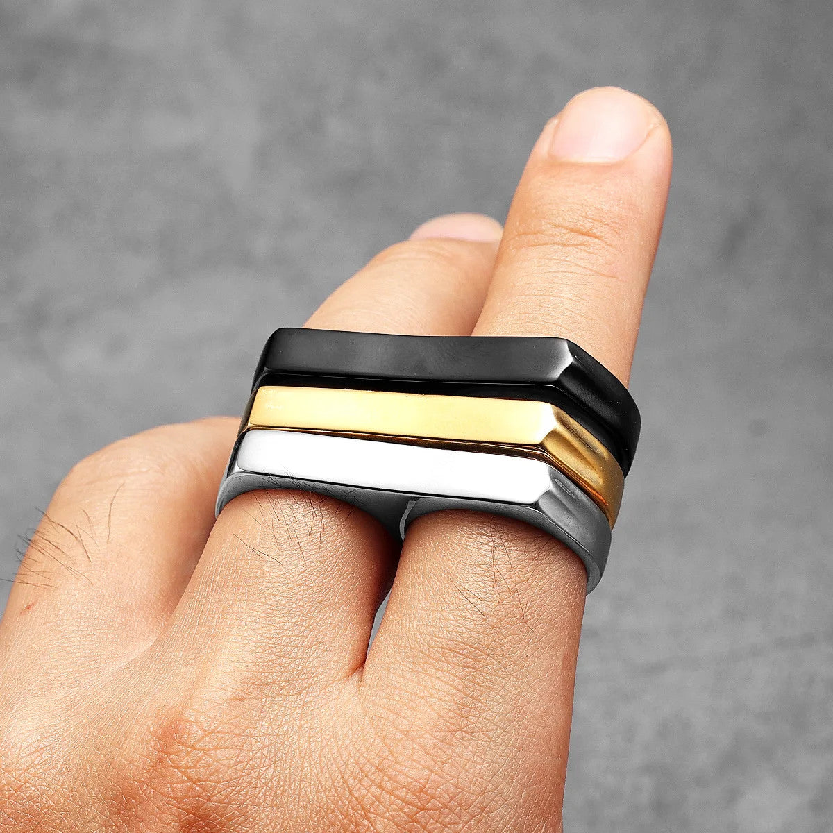 Connect | 14k Gold Over No Fade Stainless Steel Two Finger Hip Hop Ring