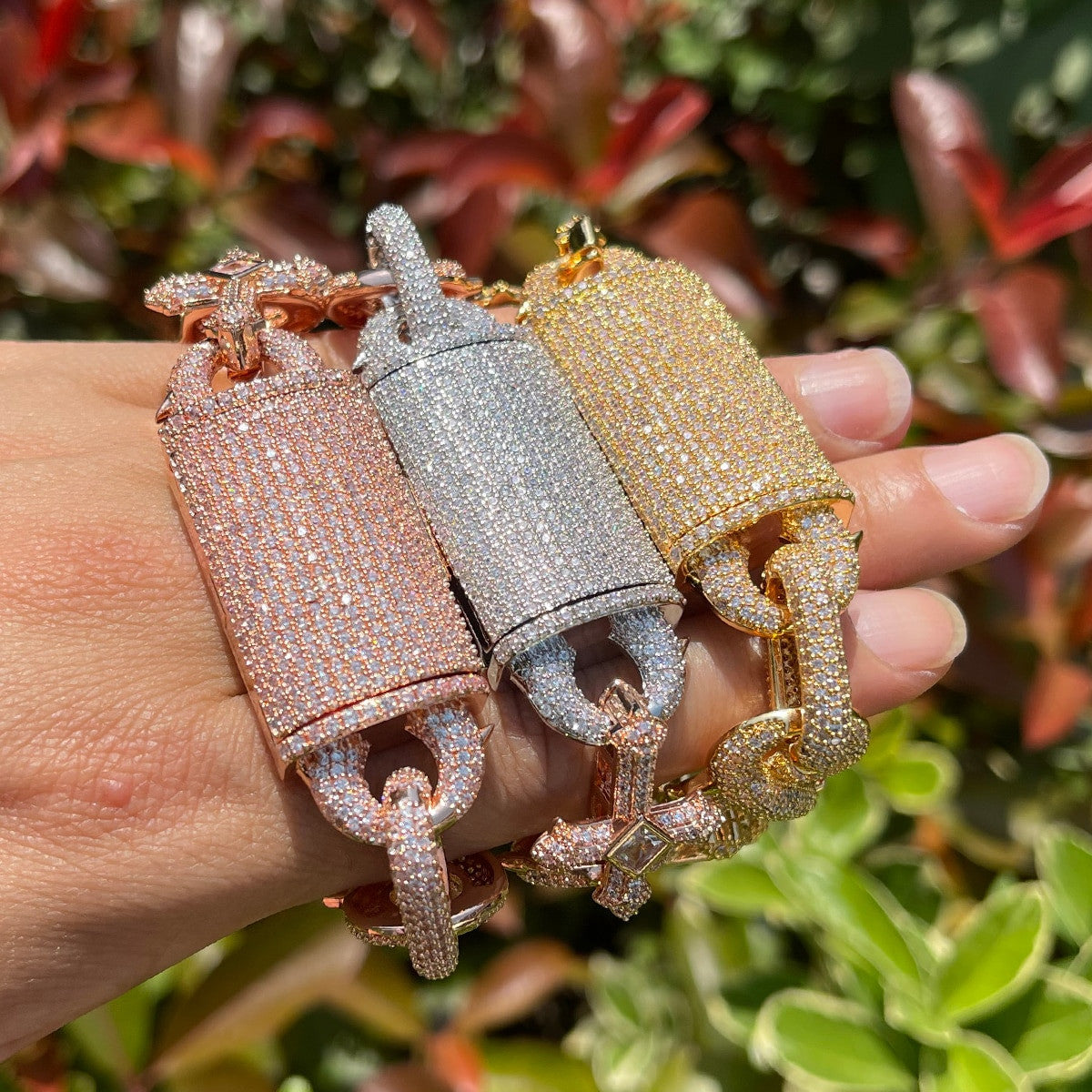 Infinity Spike II | Mens Cross Center Stone VVS Diamond CZ Hip Hop Chain Bracelets