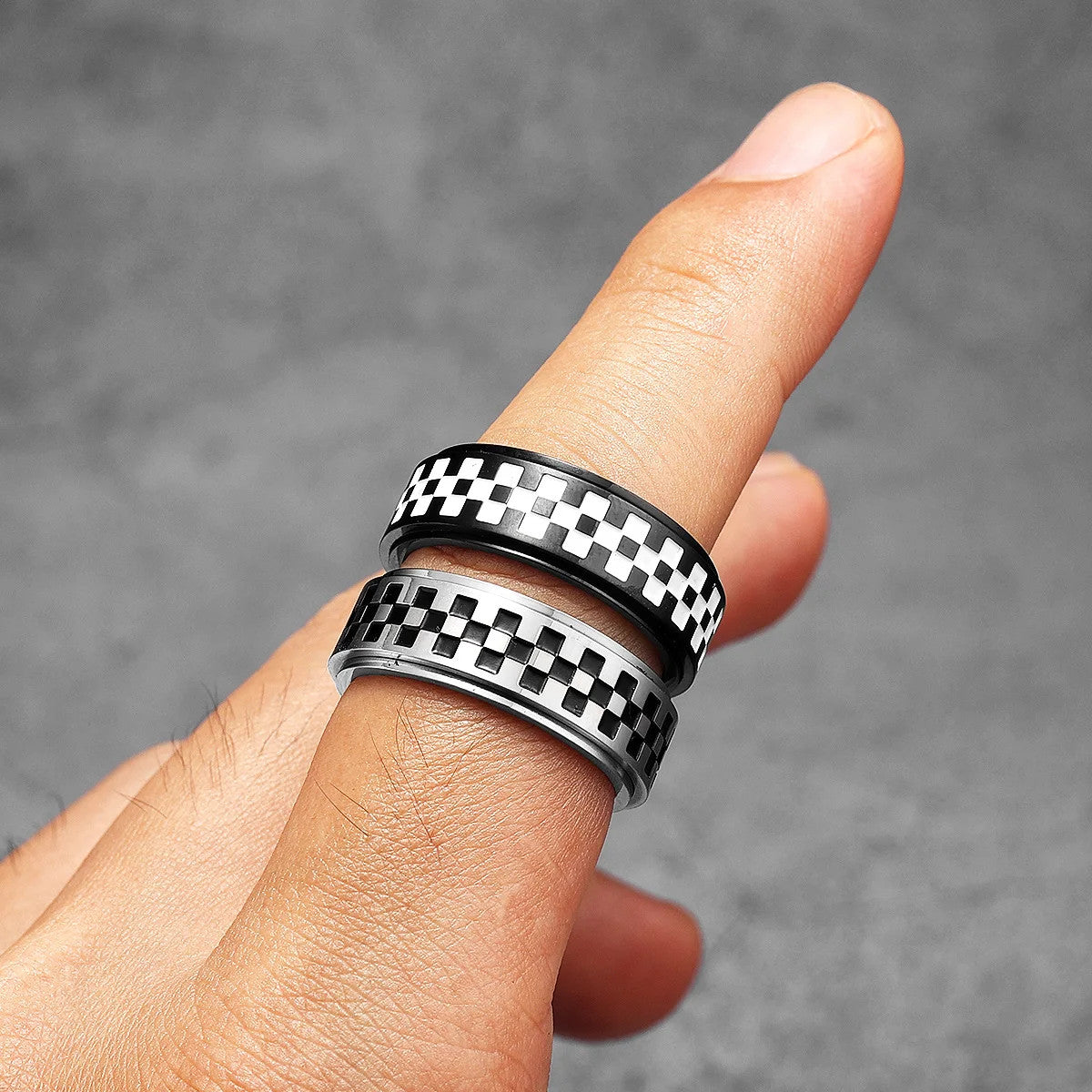 Checkered Flag | 316L No Fade Stainless Steel Fidget Spinner Street Wear Ring