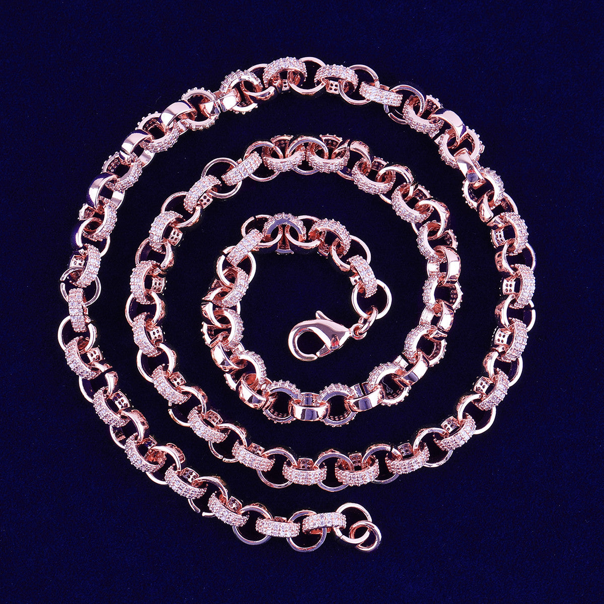 Iced Rolo | VVS Diamond CZ Prong Set 24k 925 Silver Rose Gold Hip Hop Chain Necklace