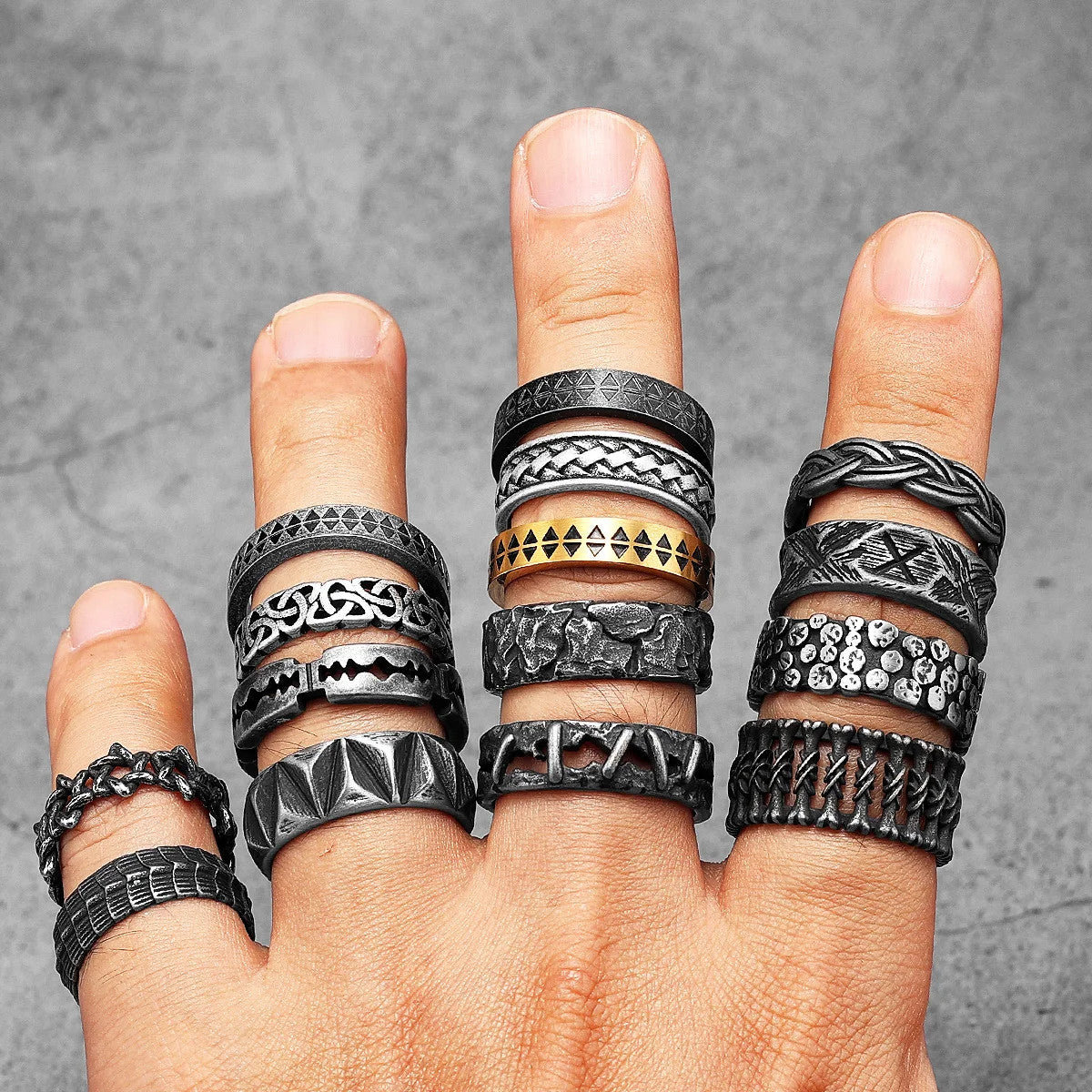 Interwoven | Solid Stainless Steel Tight Connection Retro Weave Rings