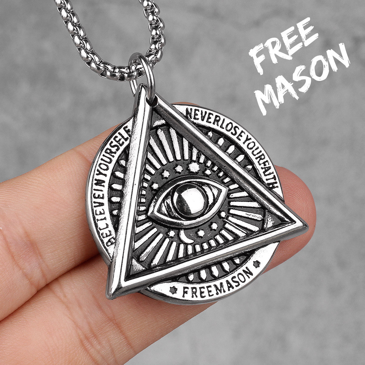 Free Mason | Solid Stainless Steel All Seeing Eye Self Belief Hip Hop Pendant