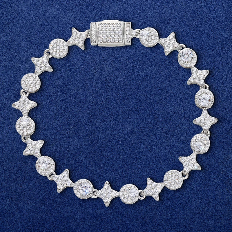 Stars Shine | 8mm Iced Blinged Out VVS Moissanite Diamond 925 Tennis Bracelet