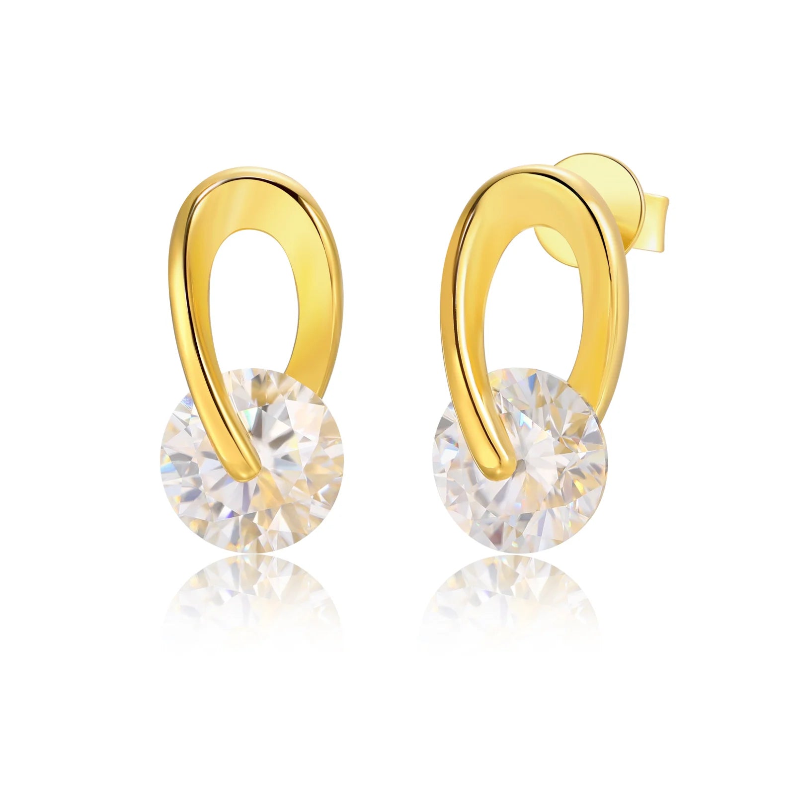 The Halo | 925 Solid Sterling Silver Round Loop Huggie VVS Moissanite Stud Earrings