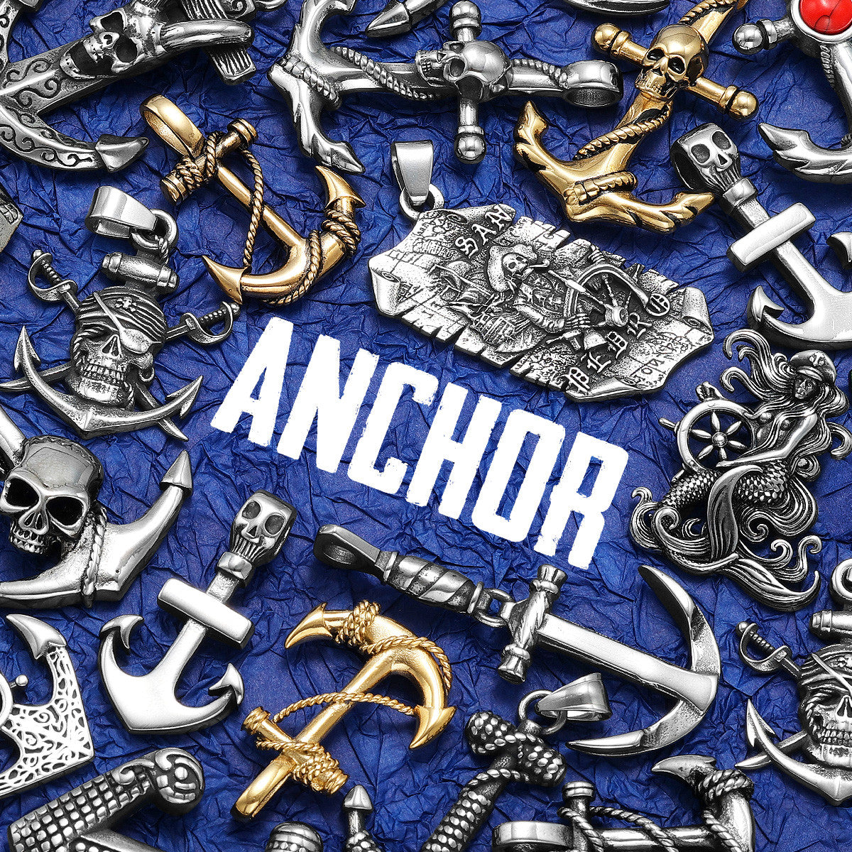 Pirate Collection | 316L No Fade Solid Stainless Steel Anchor Skull Street Wear Pendants