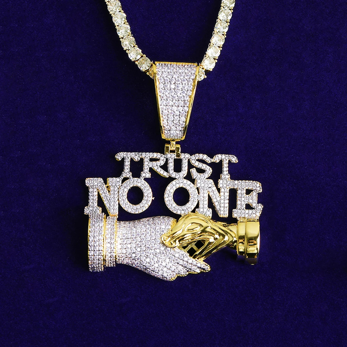 Trust No One | Iced Blinged Out VVS Diamond CZ Trust No One Hip Hop Pendant