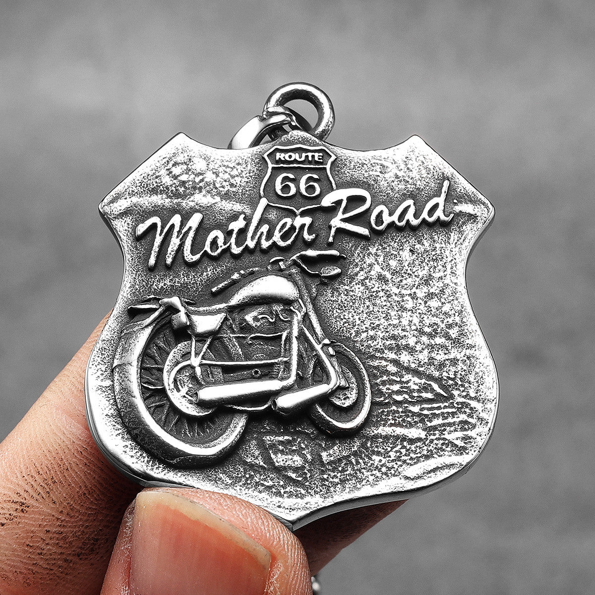 Mother Road 66 | No Fade Stainless Steel Biker Motorcycle Rider Route 66 Chain Pendant