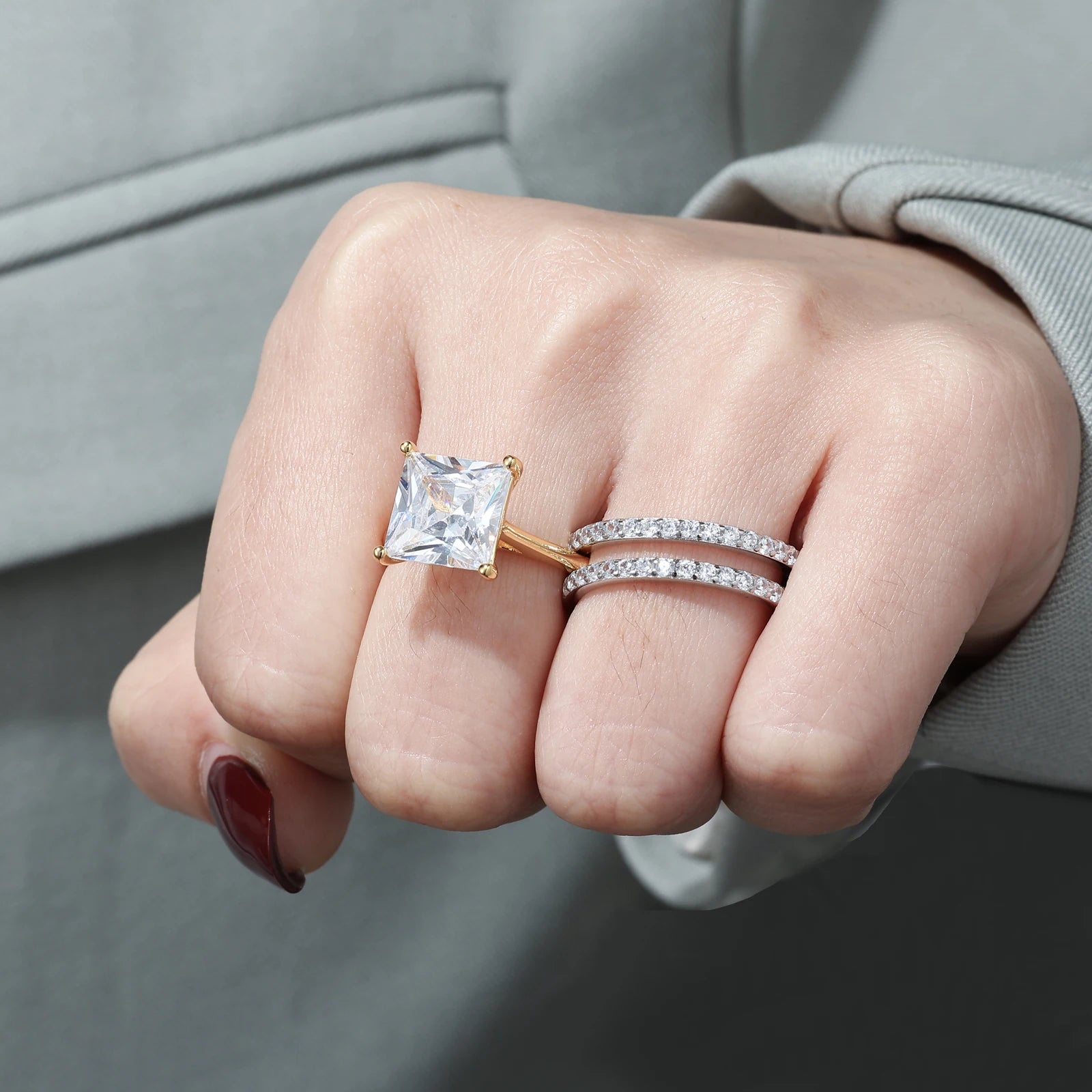 Women's Luxury 6CT Fashion Bridal Engagement Wedding Rings 5A CZ Buy 1 Get 1 Free Party Ring