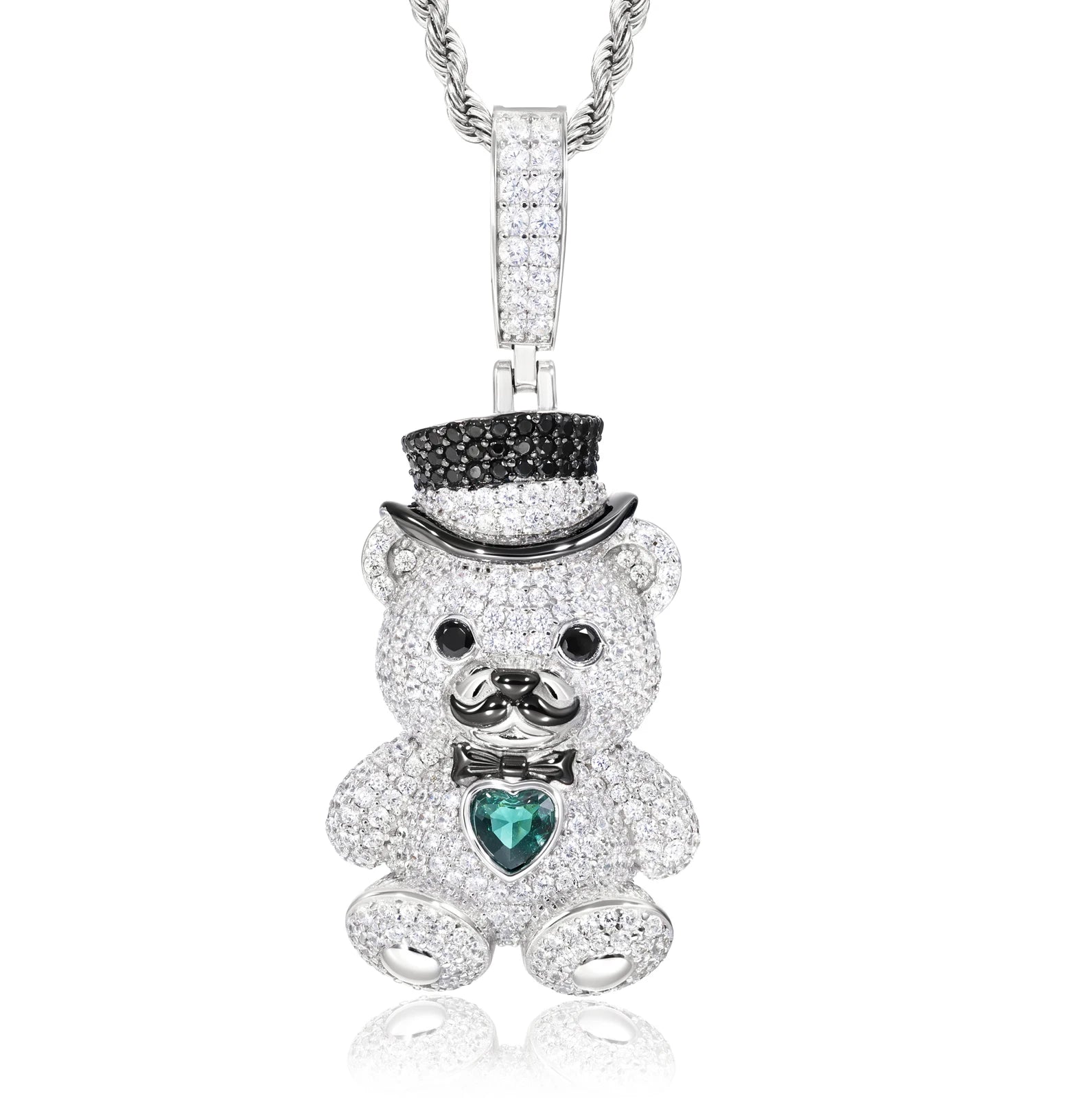 Gentleman Bear Family | 925 Sterling Silver Moissanite Diamond Iced Blinged Out Pendant