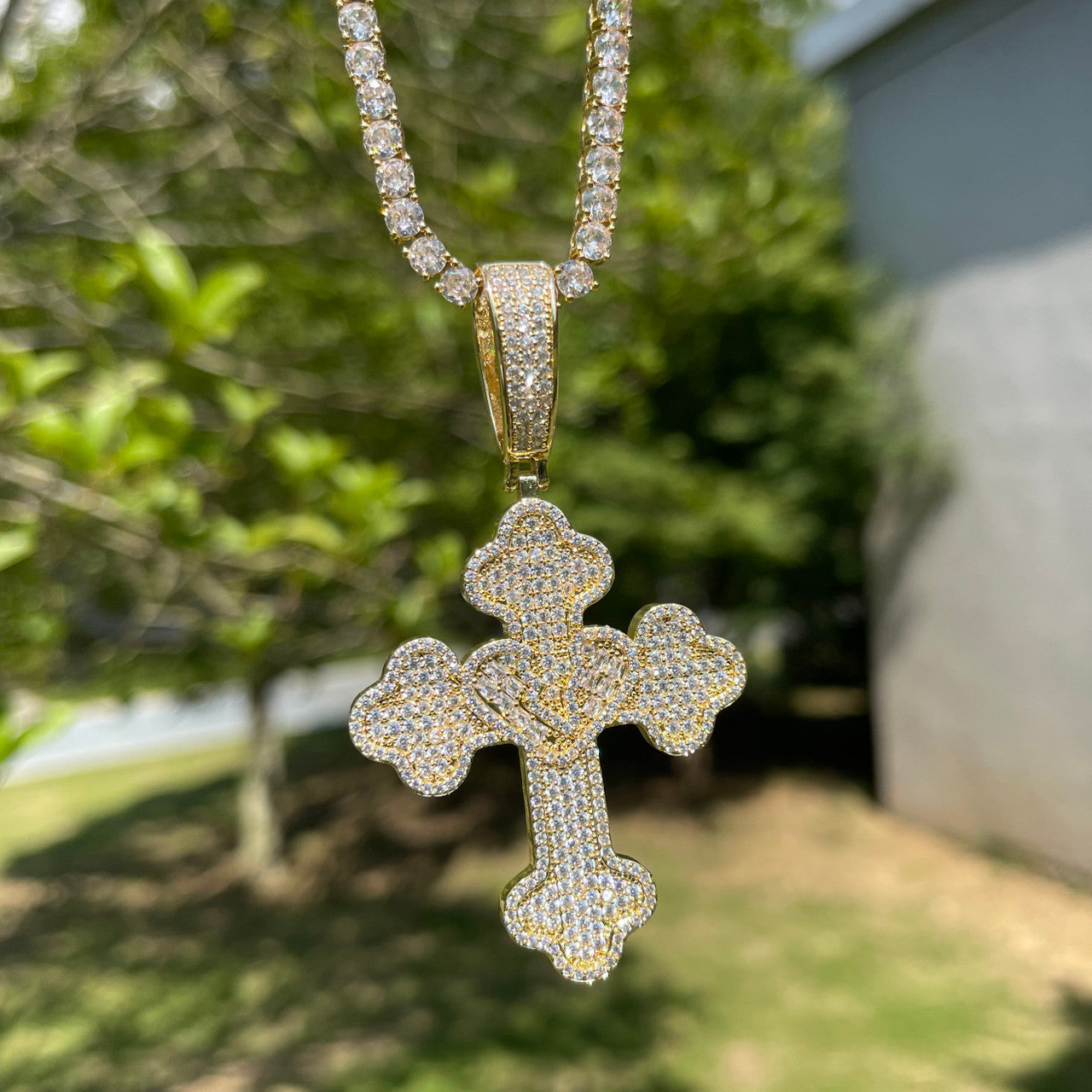 Healing Heart Cross | VVS Diamond CZ Baguette Iced Blinged Out Pedant
