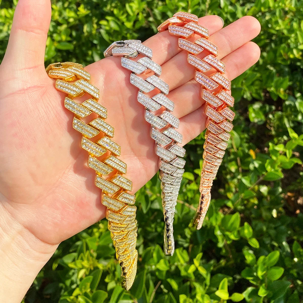 The 20MM Baguette |5AA+ VVS Diamond CZ 24k 925 Silver Hip Hop Bracelet