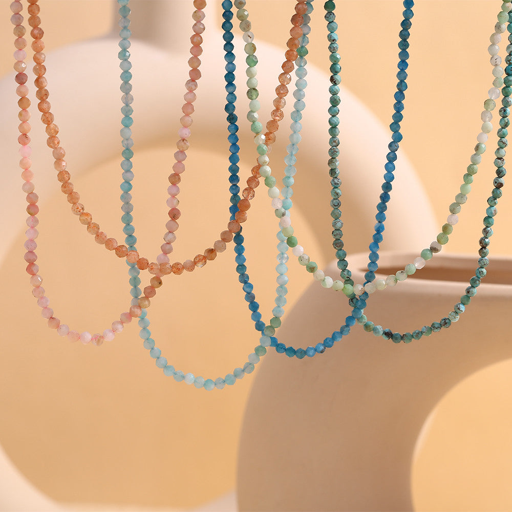 Natural Stone Amazonite 18k Gold Stainless Steel Hypoallergenic Waterproof Necklace