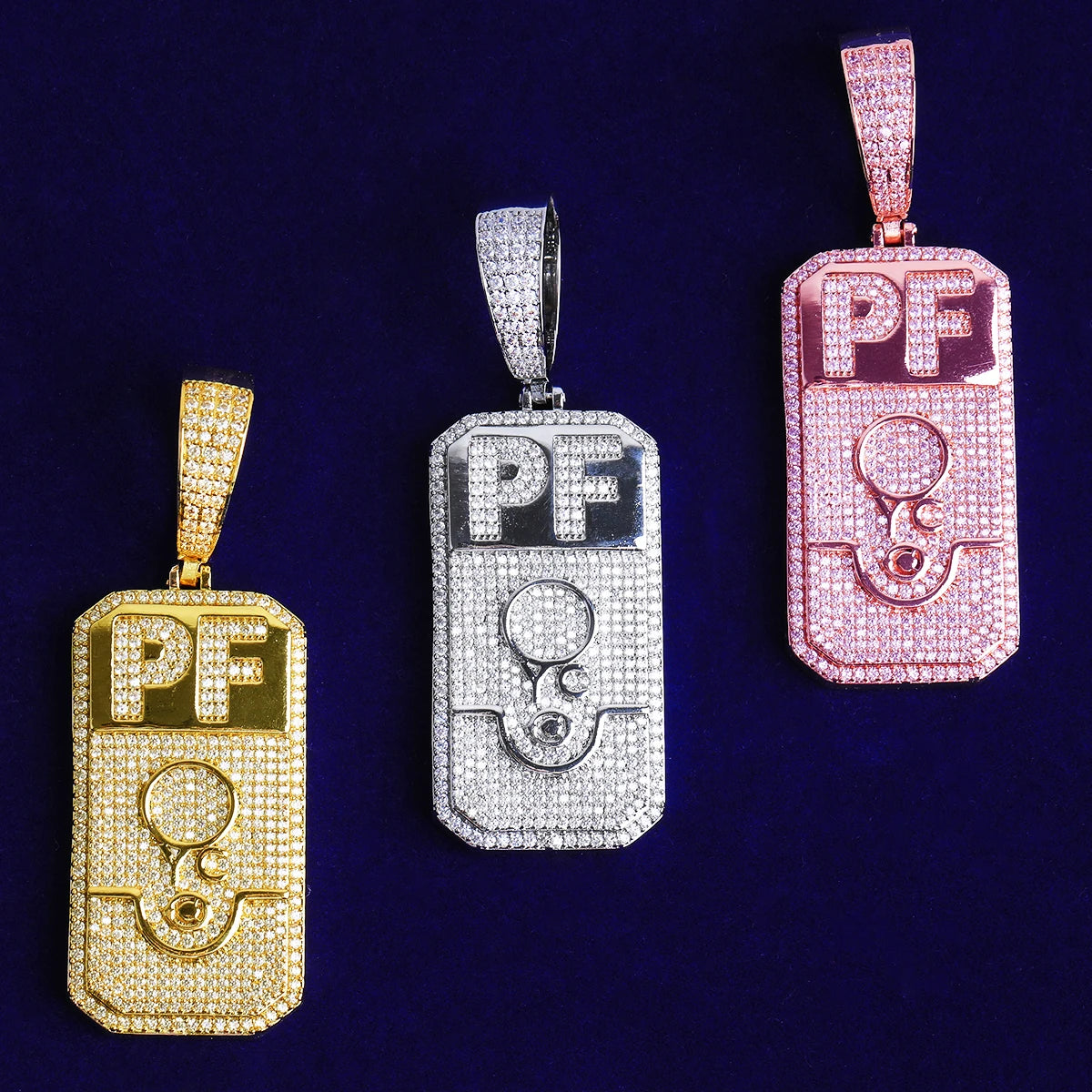 PF Gold Bar | VVS Diamond CZ Prong Set 5AA+ Gold Bar Hip Hop Pendant