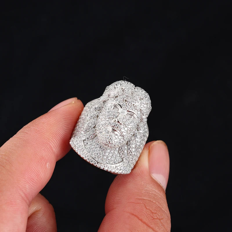 Man Of Faith | Luxury 925 Sterling Silver Jesus Head Moissanite Diamond Iced Ring